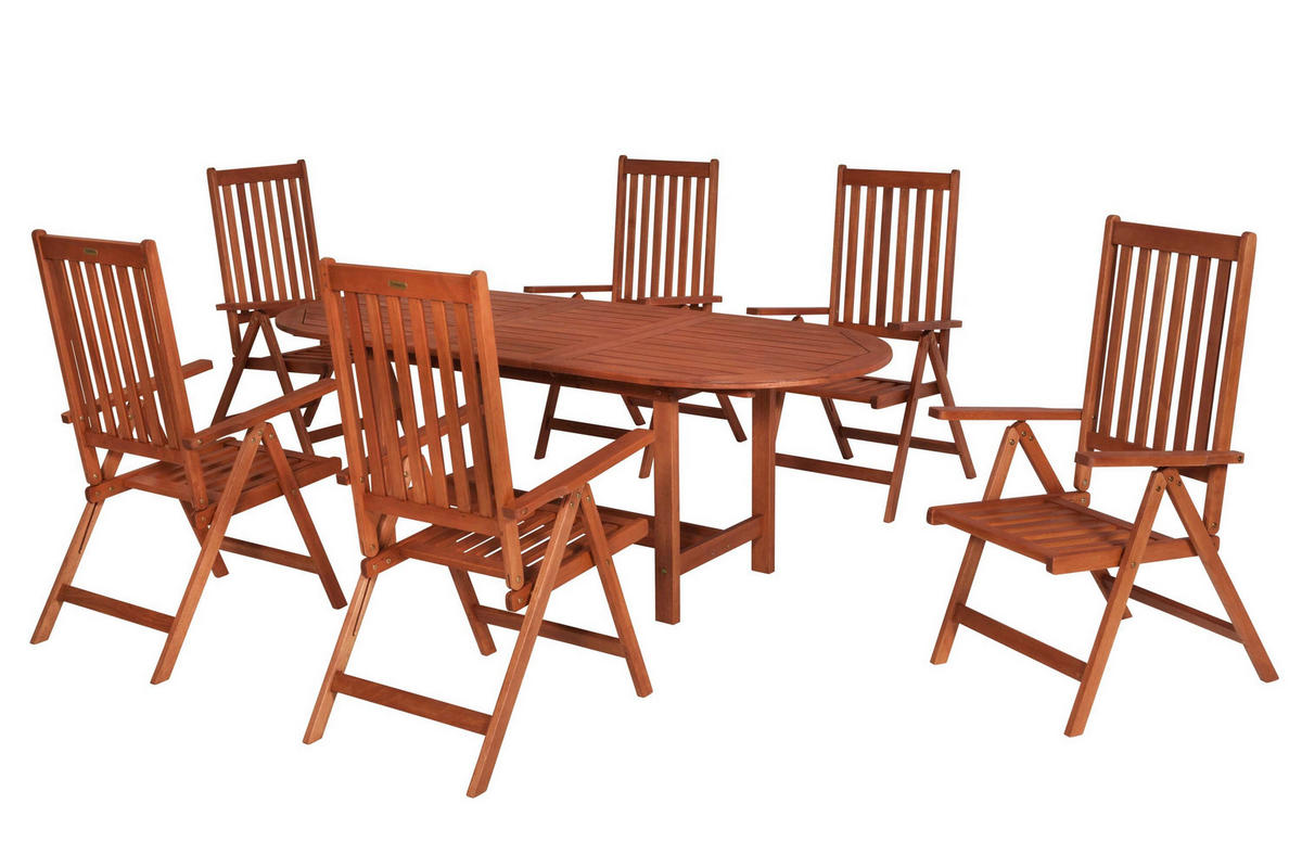 GARTENTISCHGRUPPE  - Eukalyptusholzfarben, KONVENTIONELL, Holz - Gardenson