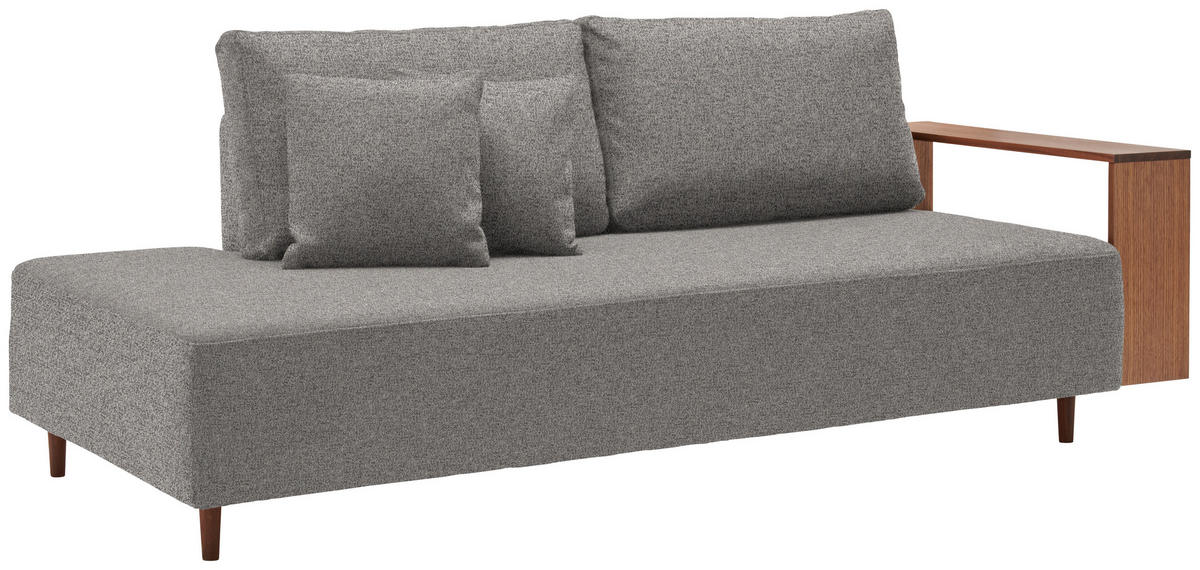 SCHLAFSOFA in Textil Grau  - Nussbaumfarben/Grau, Natur, Holz/Textil (228/90/100cm) - Joka