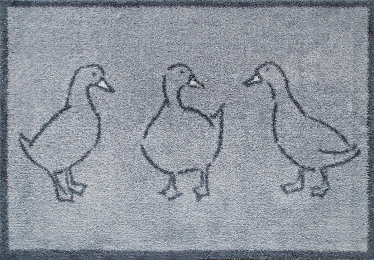 FUßMATTE 60/85 cm Ducks  - Grau, ROMANTIK / LANDHAUS, Kunststoff/Textil (60/85cm) - wash+dry