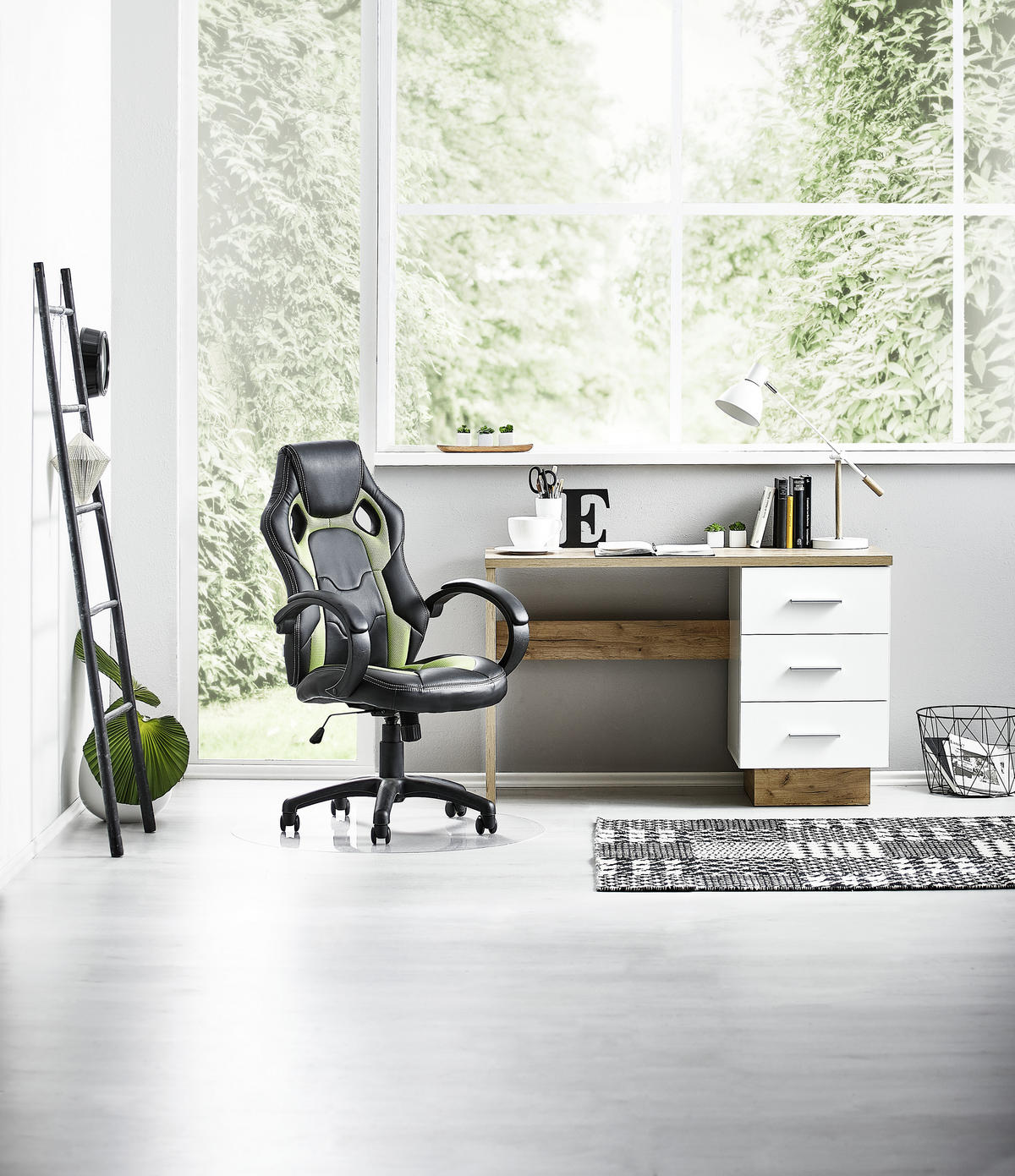 GAMINGSTUHL Grün, Schwarz Metall, Kunststoff, Textil   - Schwarz/Grün, Design, Kunststoff/Textil (61/110-120/63cm) - Carryhome