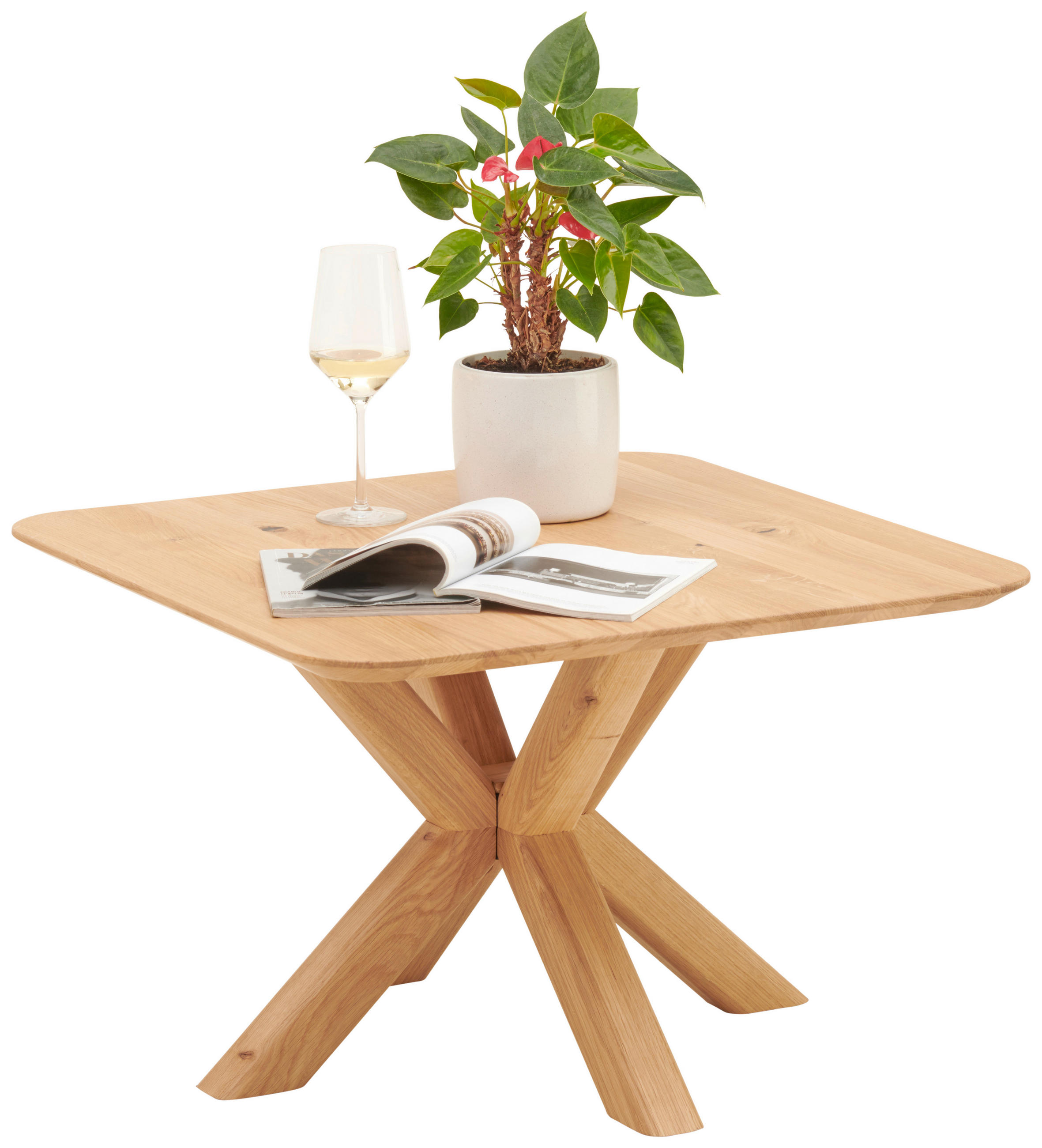 COUCHTISCH Eiche massiv 70/70/45 cm quadratisch Eichefarben  - Eichefarben, Natur, Holz (70/70/45cm) - Linea Natura