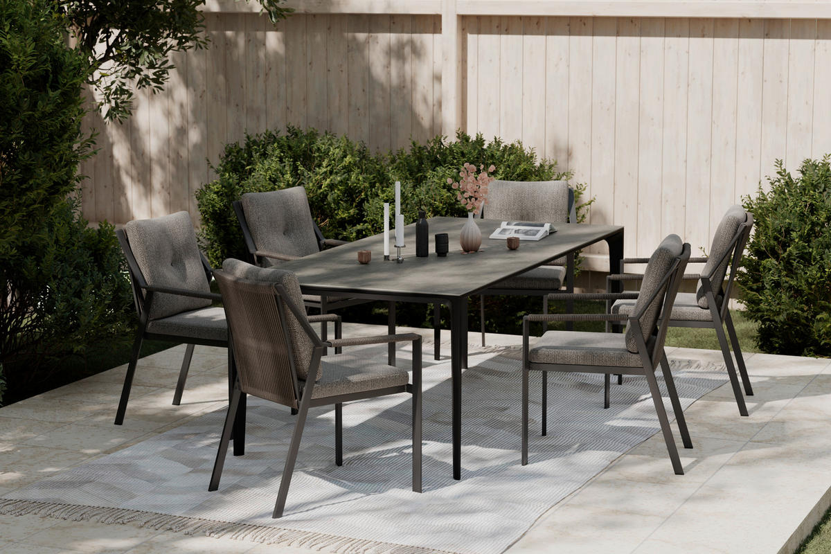 GARTENTISCH Metall, Stein Anthrazit rechteckig  - Anthrazit, Design, Stein/Metall (220/100/73,5cm) - Dieter Knoll