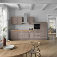 KÜCHENBLOCK Frame 330 cm  in Eichefarben, Beigebraun  - Edelstahlfarben/Eichefarben, MODERN, Holzwerkstoff/Metall (330cm) - Nobilia