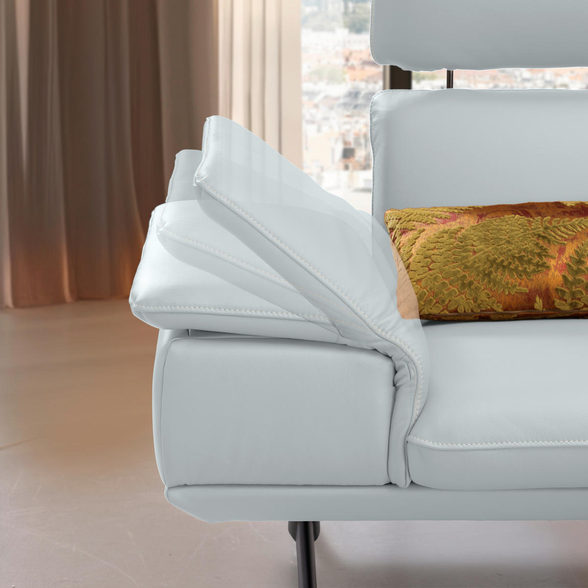 ECKSOFA in Echtleder Hellgrau  239/150 cm  - Beige/Hellgrau, Design, Leder/Metall (239/150cm) - Koinor
