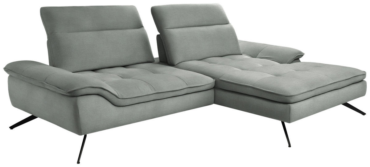 ECKSOFA in Webstoff Grau  288/179-202 cm  - Schwarz/Grau, Design, Textil/Metall (288/179-202cm) - Stylife