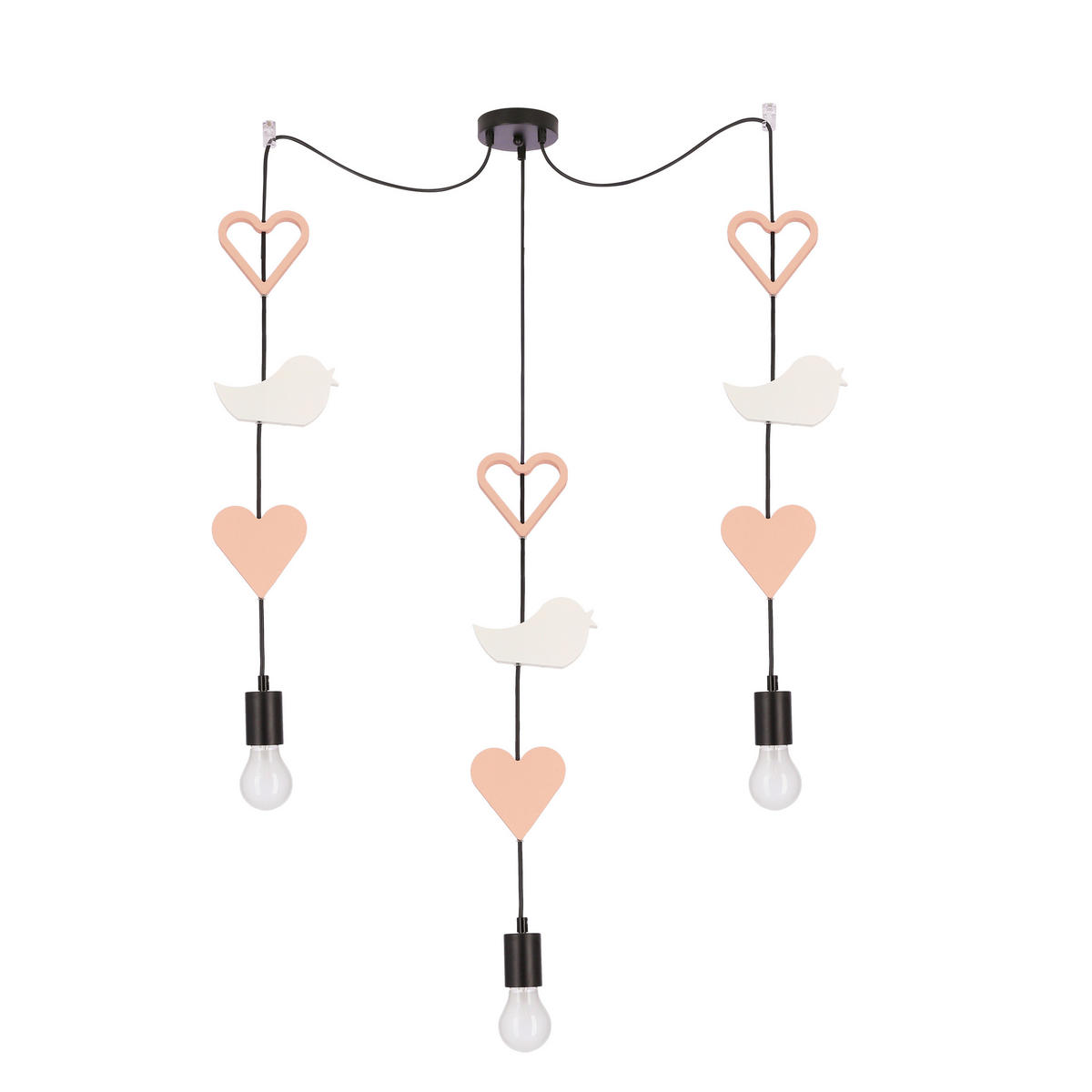 HÄNGLAMPA FÖR BARN Trio 100/15/100 cm  - vit/pink, Basics, metall/trämaterial (100/15/100cm)