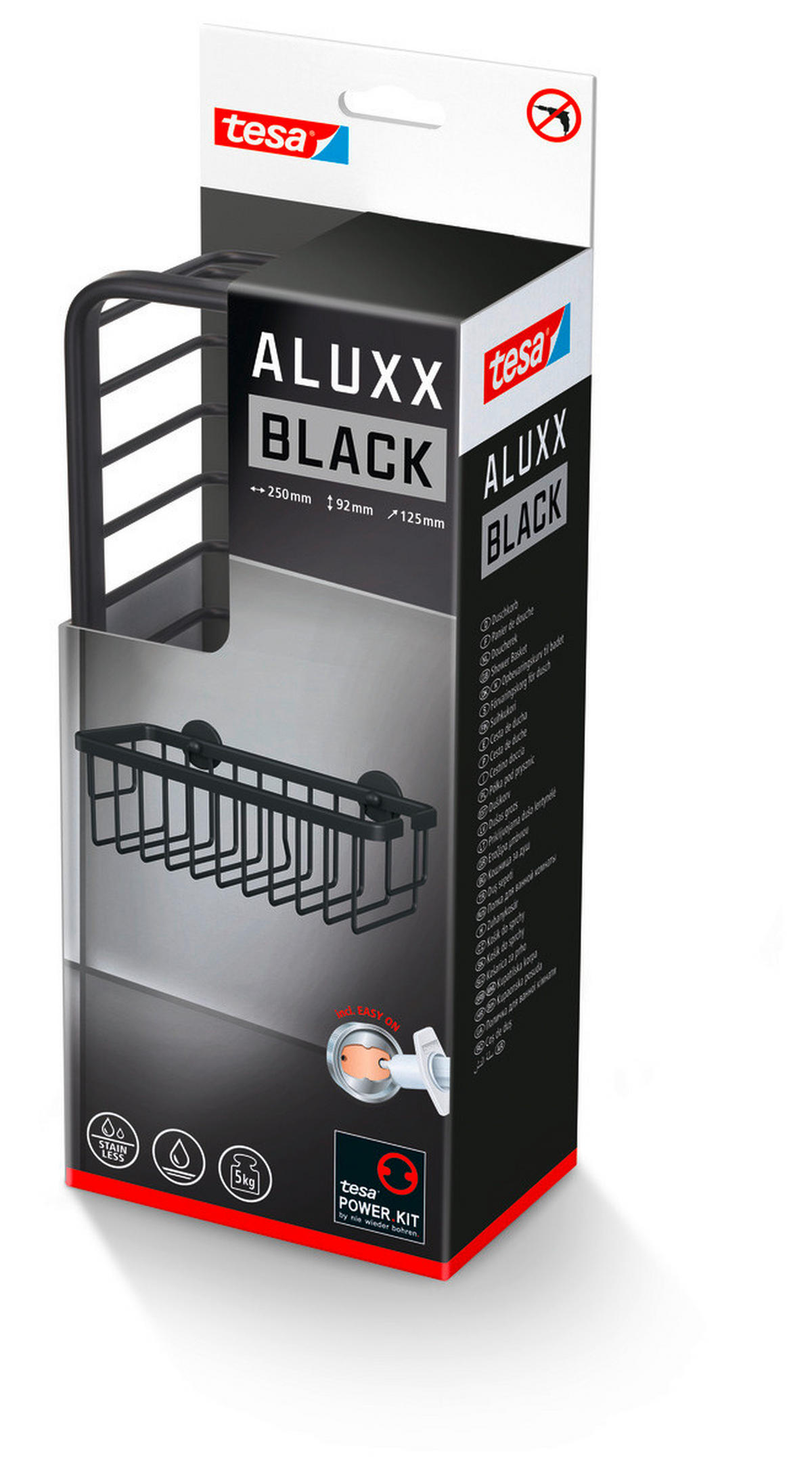 DUSCHABLAGE - Schwarz, Basics, Metall (25/12,5/9,2cm) - Tesa