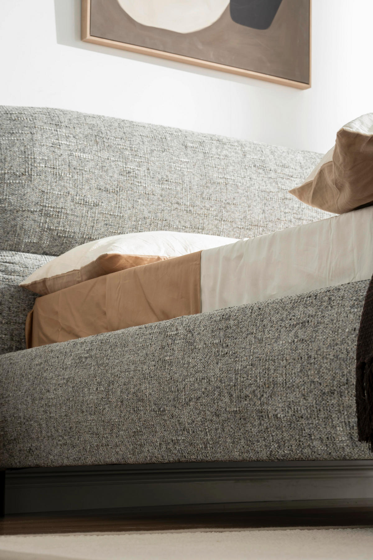 POLSTERBETT gepolstertes Kopfteil, Lattenrost 140/200 cm  in Grau  - Eichefarben/Schwarz, Design, Holz/Textil (140/200cm) - Boxxx