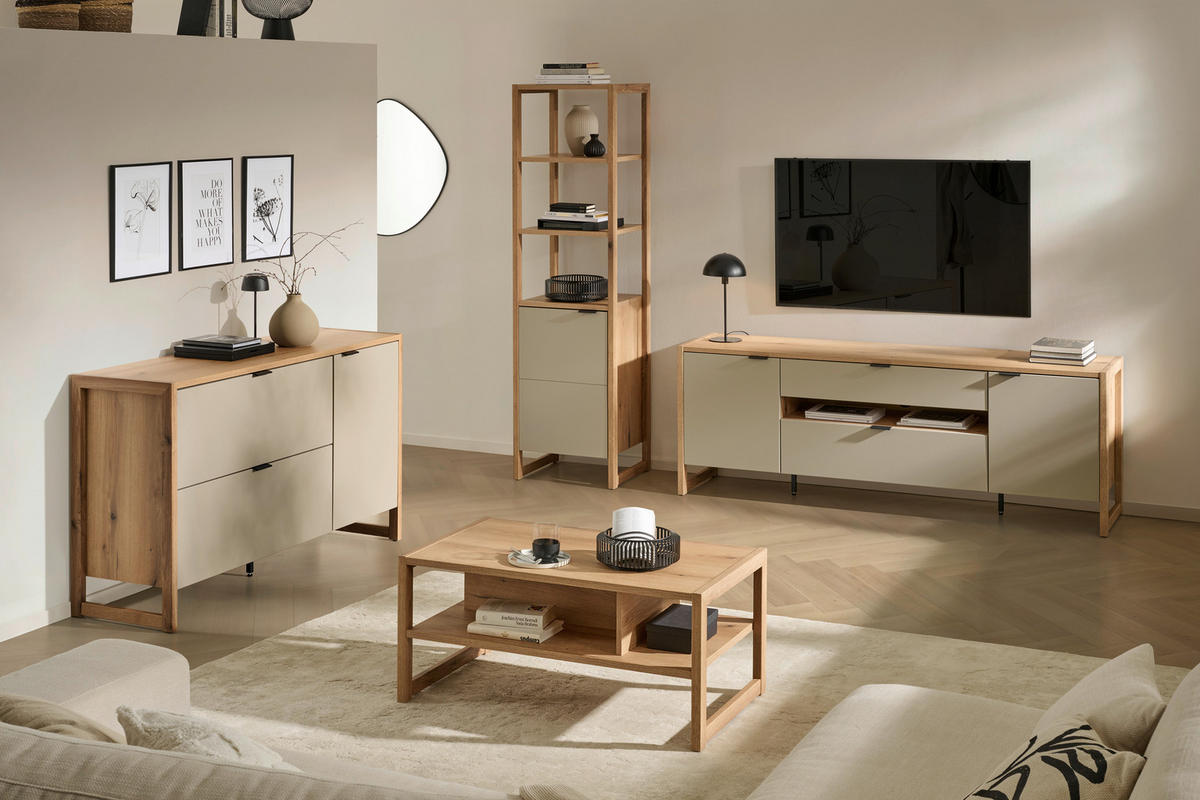 REGAL Grau, Schwarz, Eichefarben  50/183/44 cm  - Eichefarben/Anthrazit, Design, Holzwerkstoff/Metall (50/183/44cm) - Hom`in