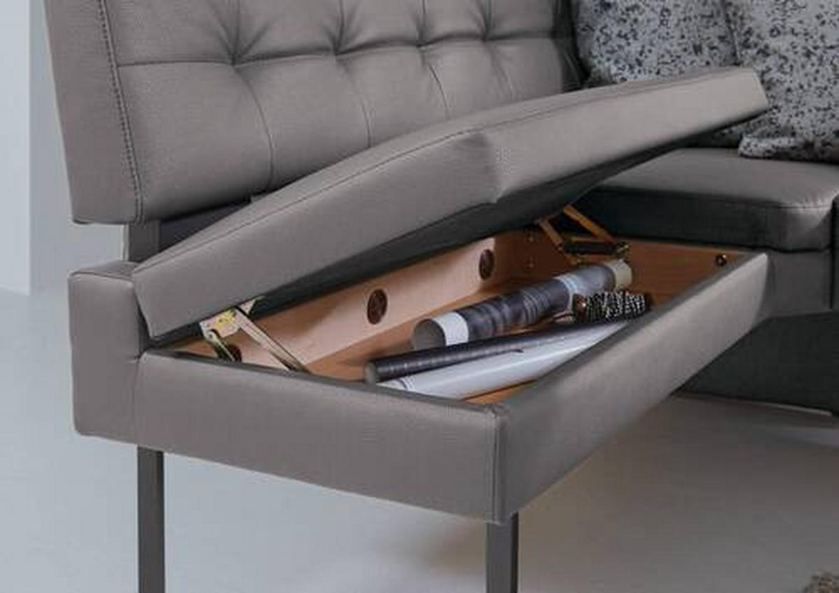 ECKBANK in Metall, Textil Grau  - Schwarz/Grau, Design, Textil/Metall (158/200cm) - Dieter Knoll