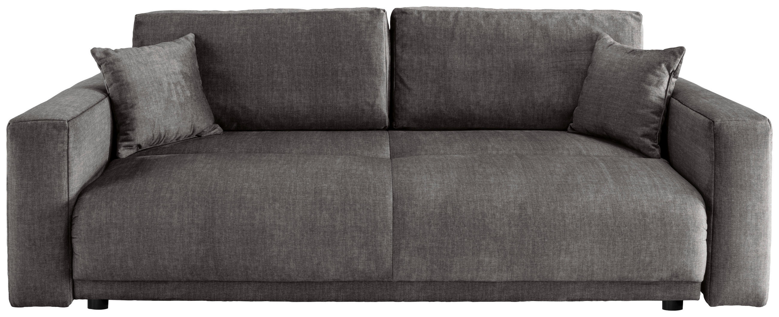 SCHLAFSOFA  mit Liegefunktion, Rücken echt Velours Grau  - Schwarz/Grau, MODERN, Kunststoff/Textil (245/86/126cm) - Livetastic