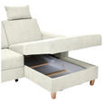 ECKSOFA Creme Flachgewebe  inkl. Bettkasten, Schlaffunktion, Rücken echt, Kopfstütze, Liegefläche im Originalstoff  - Buchefarben/Creme, KONVENTIONELL, Holz/Textil (241/166cm) - Carryhome