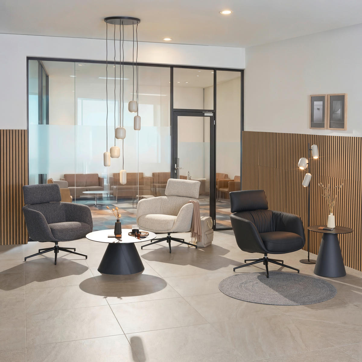 RELAXSESSEL Metall, Leder Schwarz  - Schwarz, Design, Leder/Metall (73/86/83cm) - Dieter Knoll