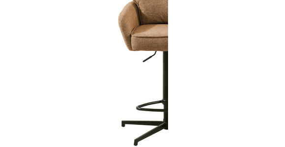 BARHOCKER Leinenoptik Schwarz, Rostfarben Eisen Stoffauswahl, Sitzfläche 360° drehbar - Taupe/Rostfarben, Design, Textil/Metall (58/103-123/61cm) - Novel