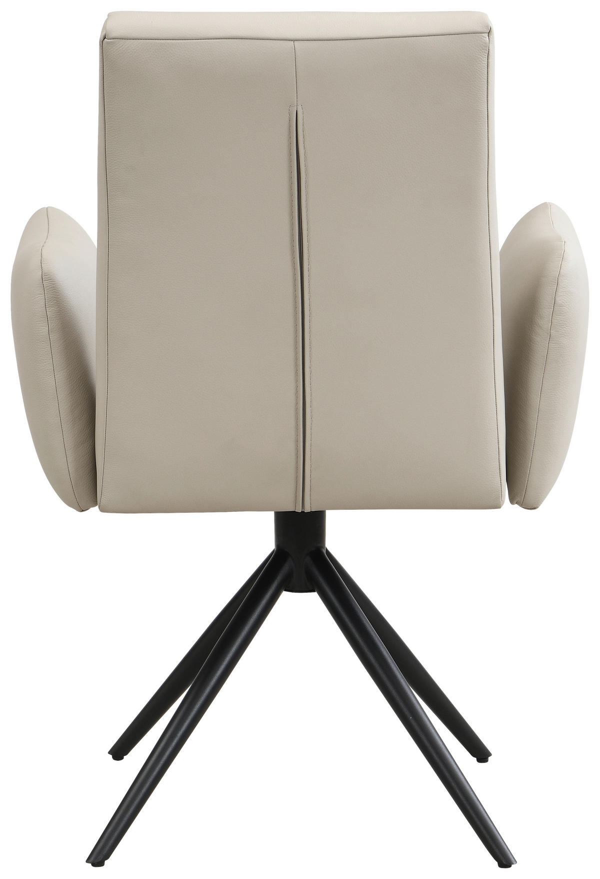 ARMLEHNSTUHL  Sitzfläche 360° drehbar, automatische Rückholfunktion  Echtleder  - Beige/Schwarz, Trend, Leder/Metall (63/89/62cm) - Novel