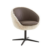 ARMLEHNSTUHL  in Hochflor Kombination Echtleder/Stoff pigmentiert  - Beige/Schwarz, Design, Leder/Textil (65/81/61cm) - Koinor