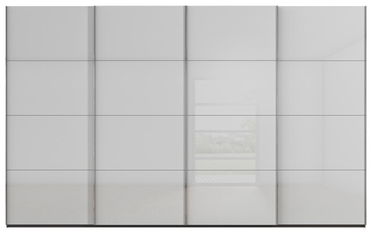 SCHWEBETÜRENSCHRANK 361/223/68 cm 4-türig Graphitfarben, Seidengrau  - Chromfarben/Seidengrau, Design, Glas/Holzwerkstoff (361/223/68cm) - Novel