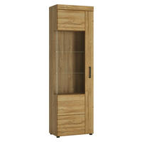 VITRINA, barve hrasta - črna/barve hrasta, Design, umetna masa/steklo (58/195/37,4cm) - Landscape