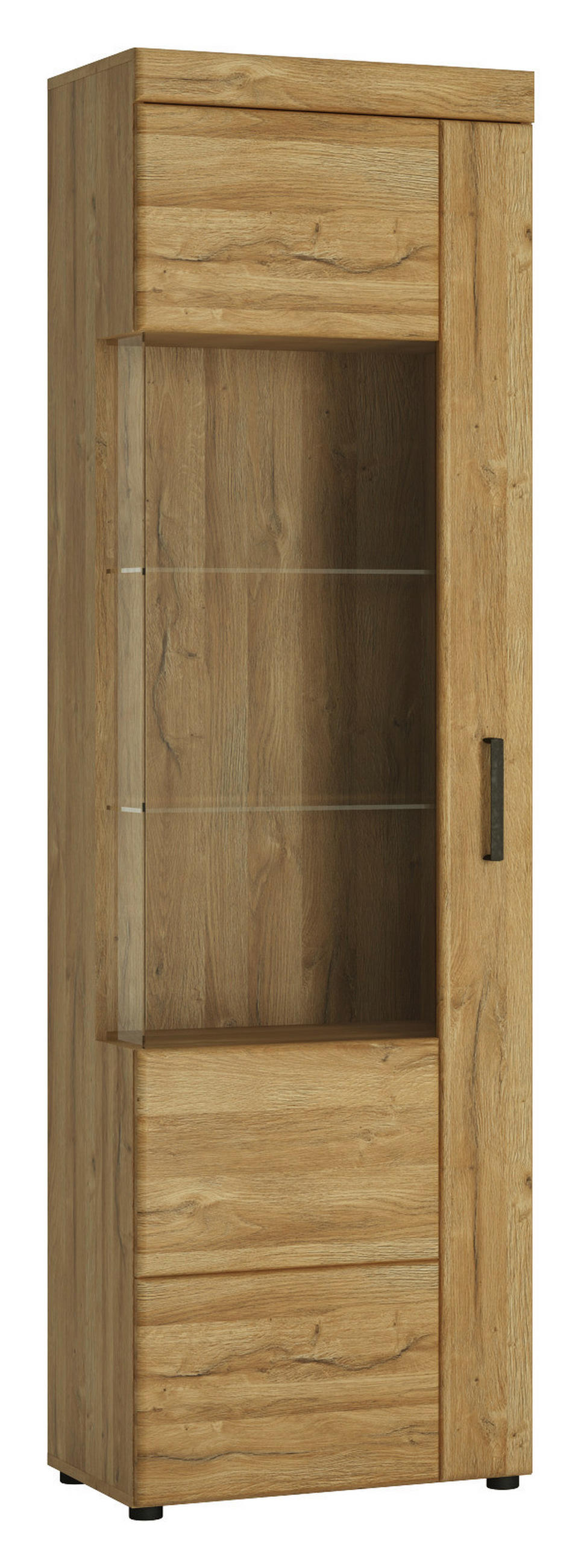 VITRINA, barve hrasta - črna/barve hrasta, Design, umetna masa/steklo (58/195/37,4cm) - Landscape