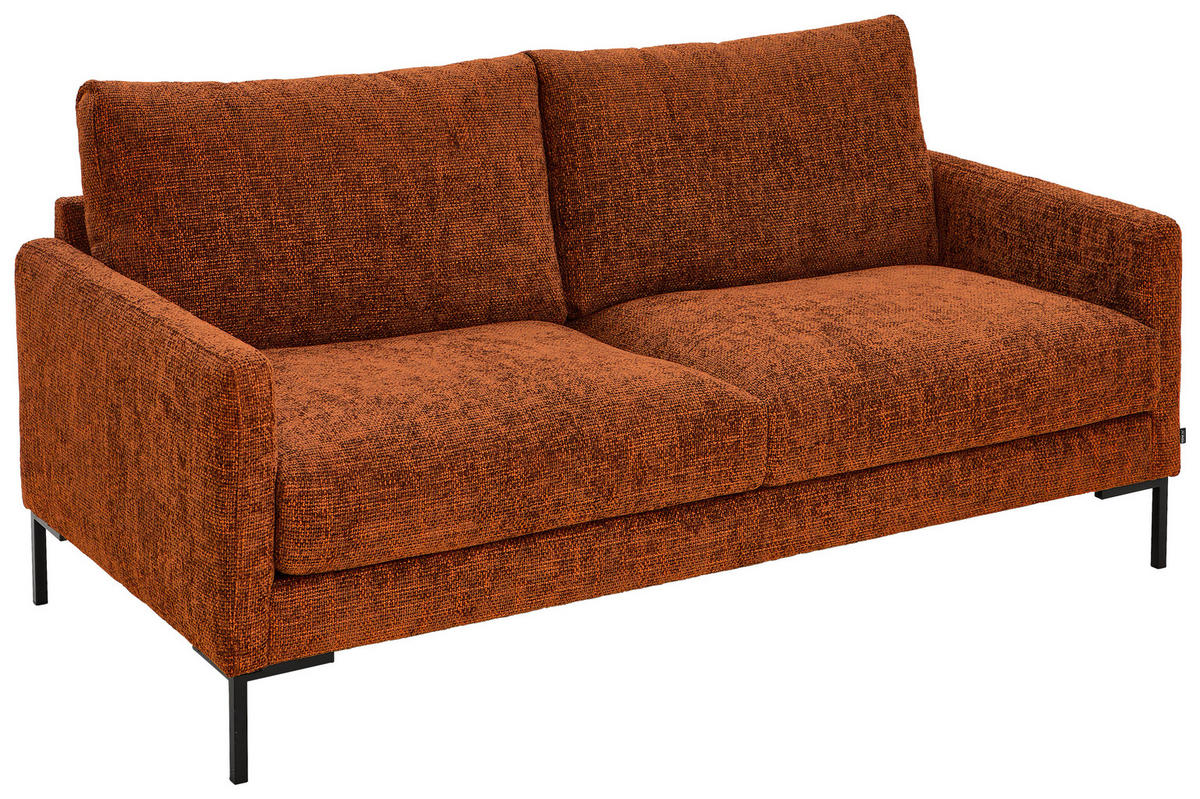 2,5-SITS SOFFA i vävt tyg orange  - orange/svart, Klassisk, metall/textil (176/78/90cm) - MID.YOU