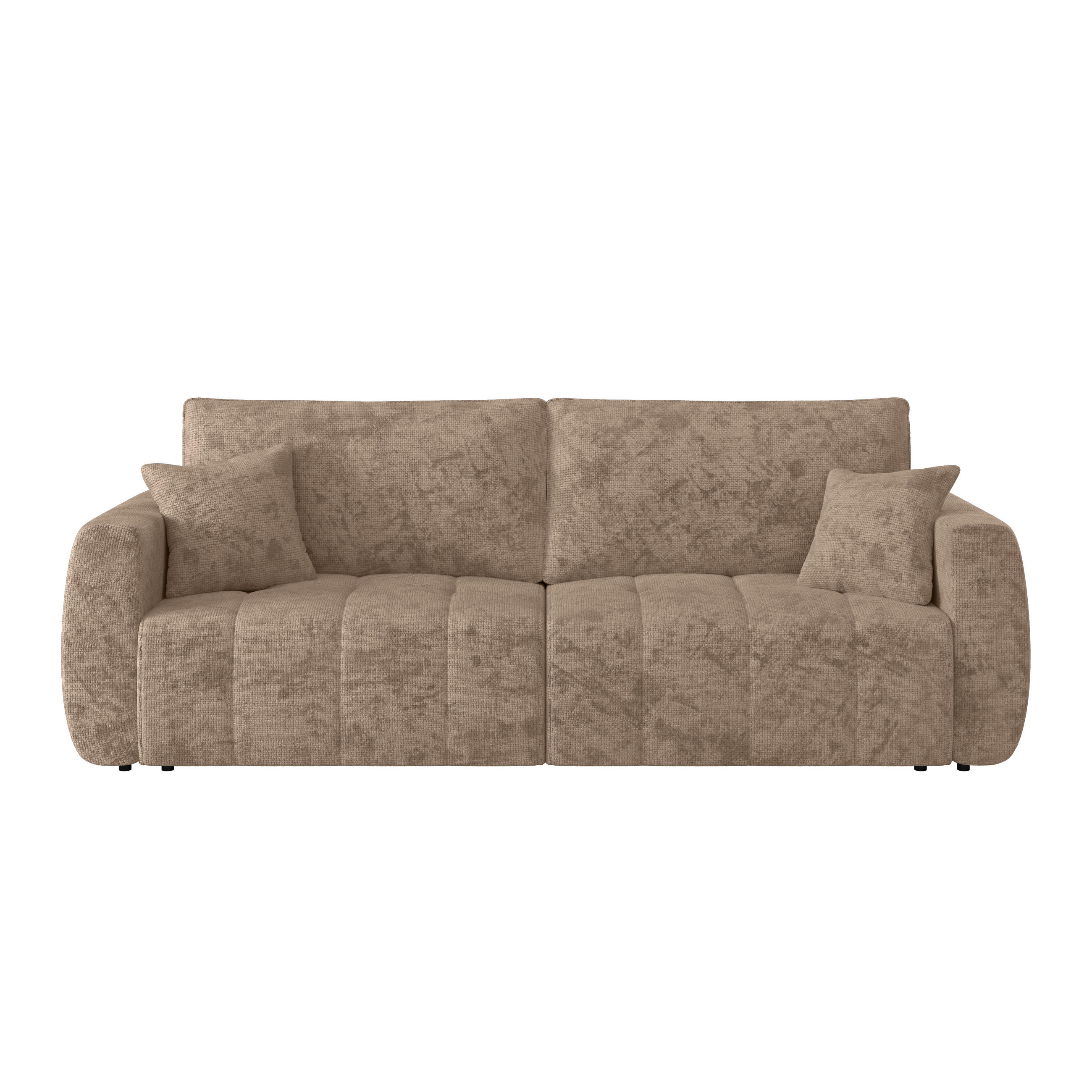 SCHLAFSOFA  mit Stoffauswahl Webstoff Hellbraun  - Hellbraun/Schwarz, MODERN, Holz/Textil (245/74-90/104cm) - MID.YOU