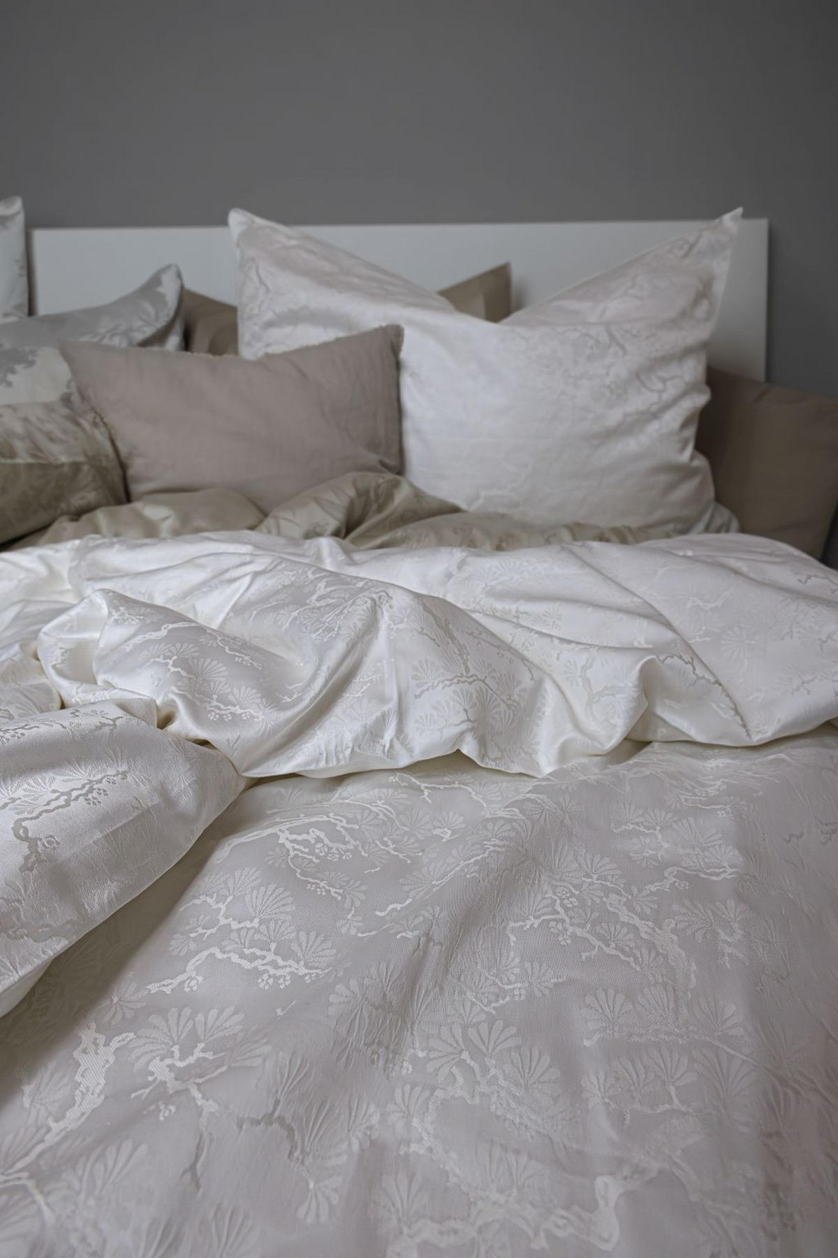 BETTWÄSCHESET 3-teilig Black Royal - Mako Brokat Damast Bettwäsche Damast 200/210 cm  - Weiss, Basics, Textil (200/210cm) - Fleuresse