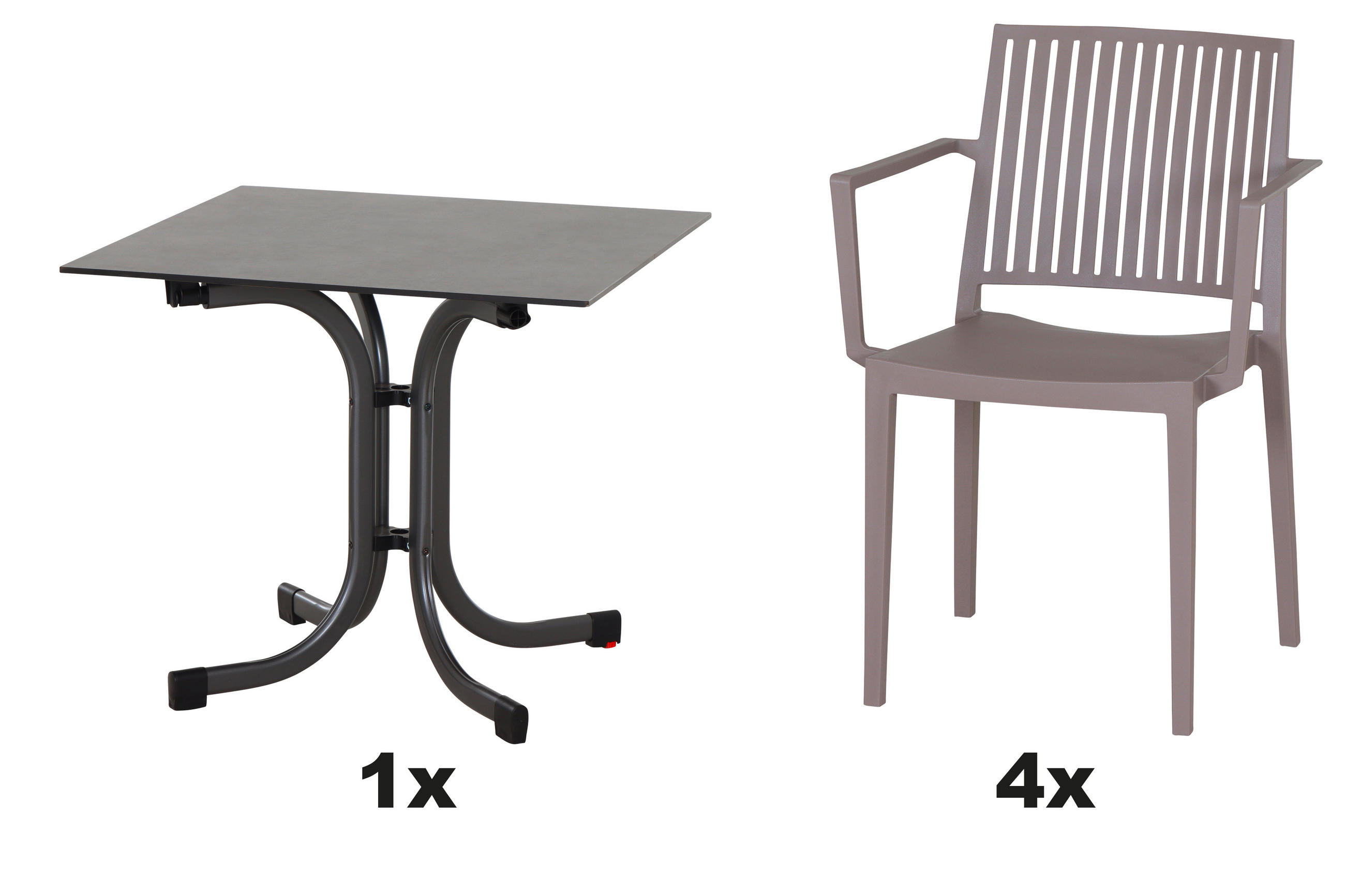 GARTENGARNITUR 5-teilig  - Taupe/Anthrazit, Basics, Holzwerkstoff/Kunststoff (80/80/80cm) - Siena Garden