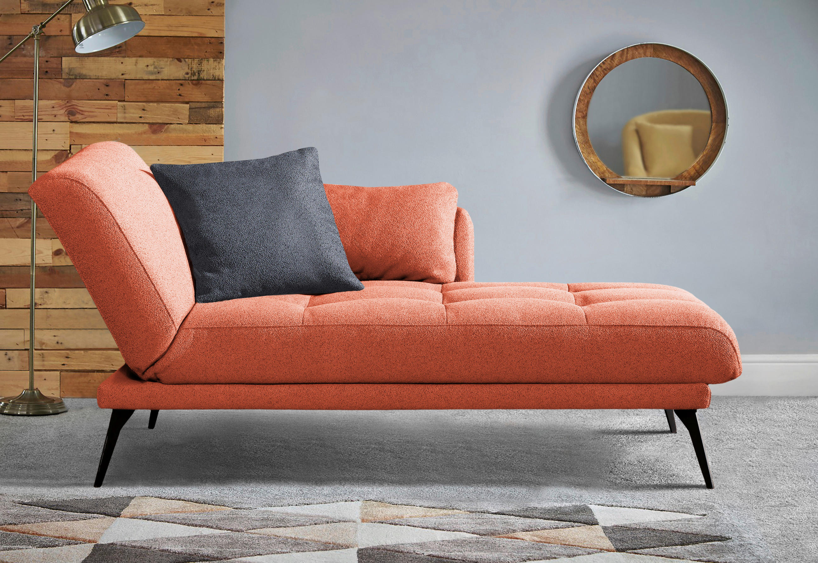 RÉCAMIERE Orange  - Schwarz/Orange, KONVENTIONELL, Textil/Metall (200/85/106cm) - Novel