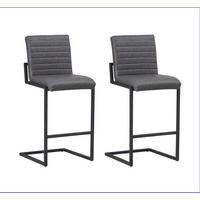 BARHOCKER-SET Lederlook Anthrazit  - Anthrazit/Schwarz, MODERN, Textil/Metall (54/100/58cm) - MID.YOU