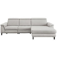 ECKSOFA in Flachgewebe Hellgrau  - Hellgrau/Schwarz, Konventionell, Textil/Metall (304/182cm) - Pure Home Comfort