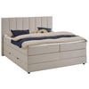 BOXBETT 180/200 cm,  in Beige, Matratze, gepolstertes Kopfteil, Bettkasten, Topper, H3 = fest  - Beige/Schwarz, Basics, Holz/Textil (180/200cm) - Boxxx