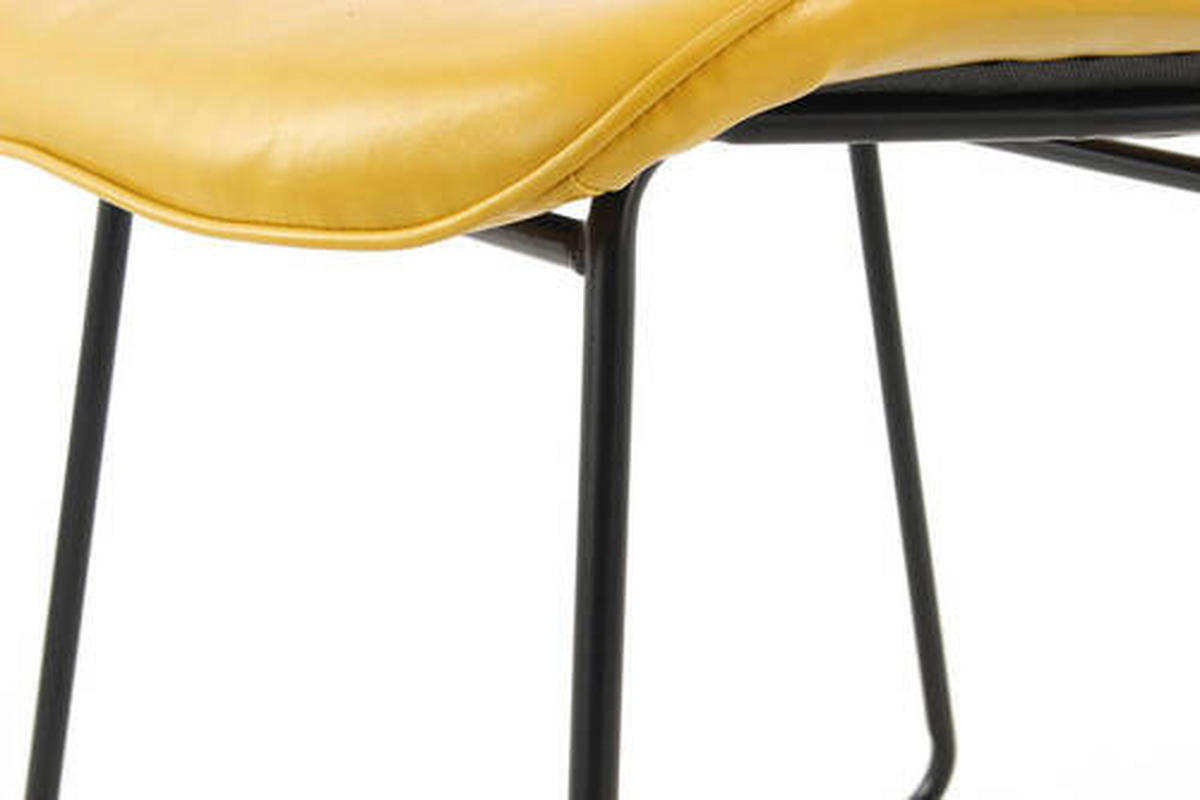 SADA ŽIDLÍ 2 kusy - žlutá, Design, kov/kůže (49,5/81/64,5cm)