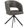 ARMLEHNSTUHL  Stoffauswahl, Sitzfläche 360° drehbar, inklusive Armlehnen, automatische Rückholfunktion Lederlook (vegan)  - Dunkelgrau/Schwarz, KONVENTIONELL, Textil/Metall (56/84/59cm) - Moderano