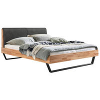 BETT 160/200 cm  in Kernbuche, Graubraun  - Anthrazit/Graubraun, Natur, Holz/Metall (160/200cm) - Hasena