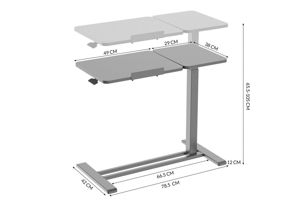 LAPTOPTISCH  Schwarz, Eichefarben Gasdruckfeder höhenverstellbar  - Eichefarben/Schwarz, MODERN, Holzwerkstoff/Kunststoff (78/65,5/105/38cm) - MID.YOU