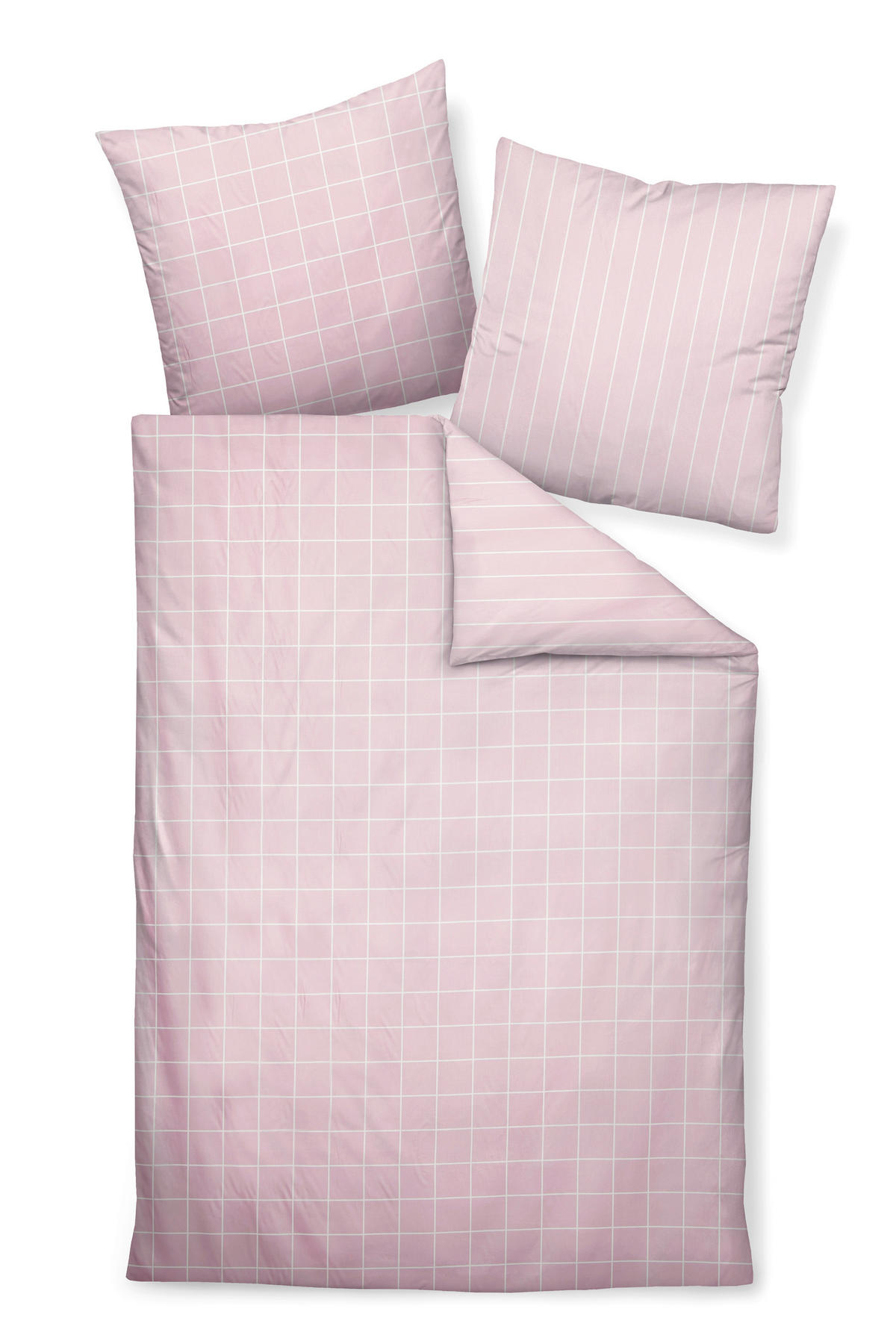 WENDEBETTWÄSCHE Giulietta Makosatin 155/220 cm  - Rosa/Weiß, KONVENTIONELL, Textil (155/220cm) - Janine