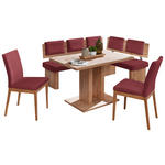 ECKBANKGRUPPE in Textil, Holzwerkstoff Rot, Eichefarben  - Eichefarben/Rot, KONVENTIONELL, Holzwerkstoff/Textil - Cantus