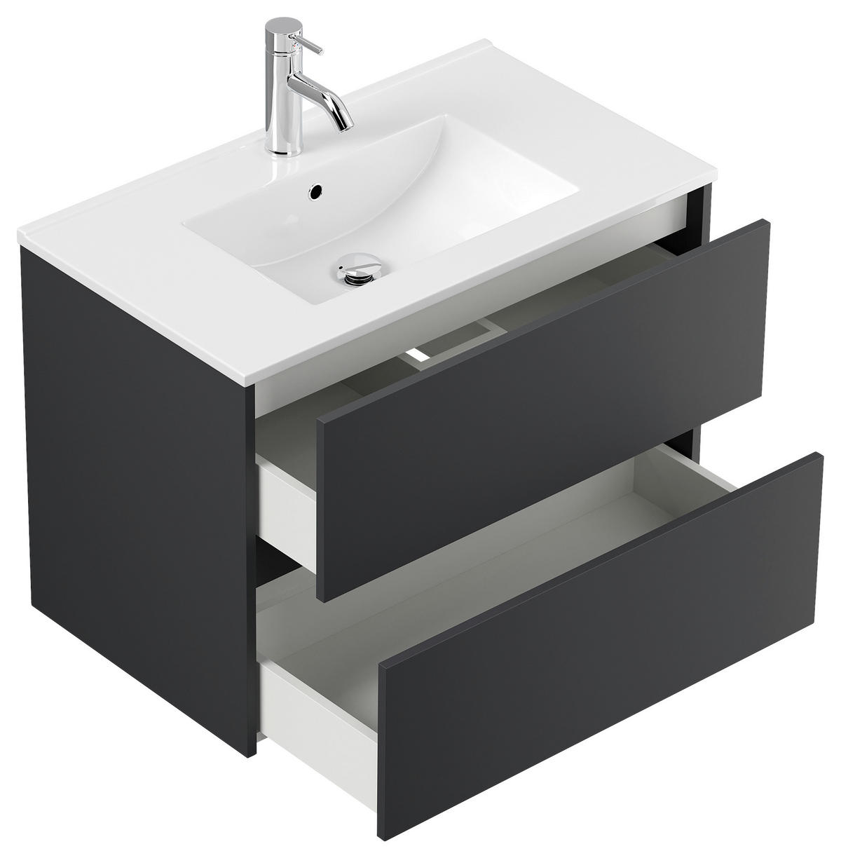 WASCHTISCHKOMBI 80 cm  - Graphitfarben/Weiß, MODERN, Keramik/Holzwerkstoff (80cm) - MID.YOU