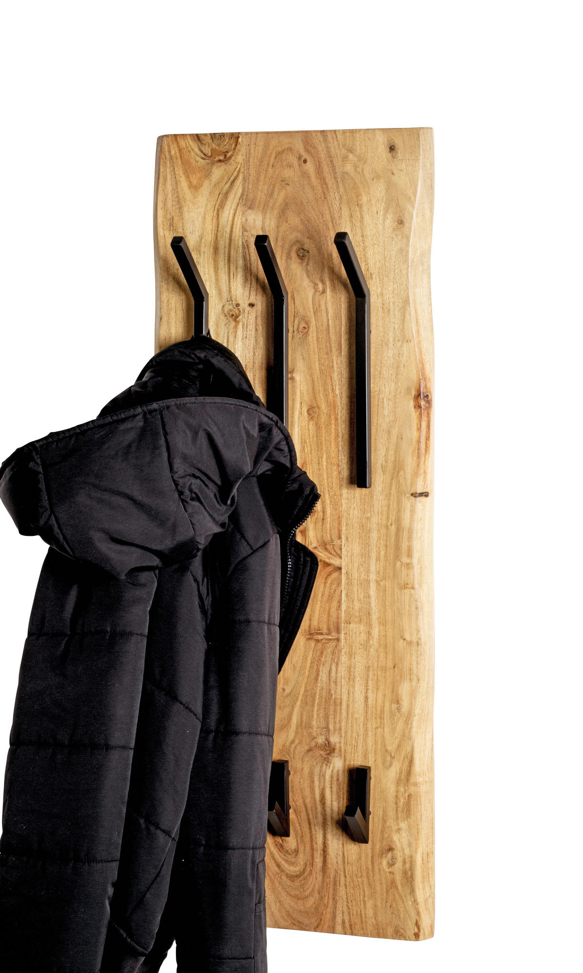 WANDGARDEROBE  in Akazie massiv Schwarz, Akaziefarben  - Schwarz/Akaziefarben, KONVENTIONELL, Holz/Metall (36/100/12cm)