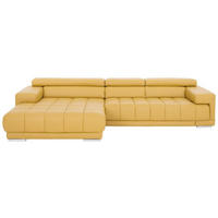 ROHOVÁ SEDACIA SÚPRAVA, koža, žltá - hnedá/žltá, Design, koža/drevo (190/330cm) - Beldomo Speed