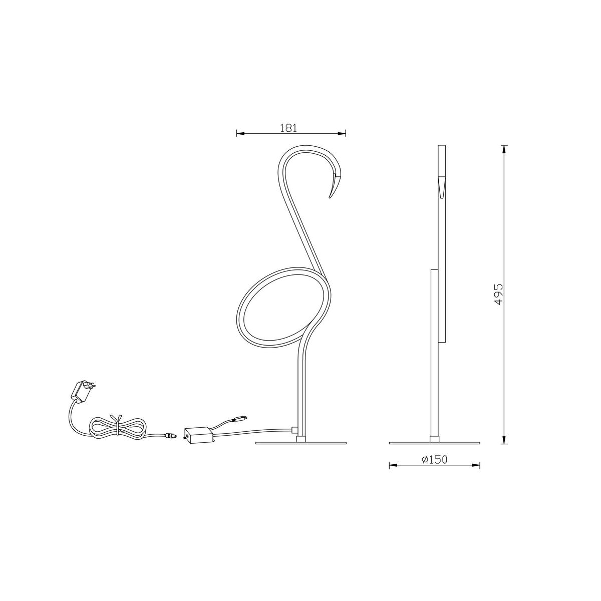 LED-TISCHLEUCHTE FLAMINGO 15/18.1/49.5 cm   - Schwarz, LIFESTYLE, Metall (15/18.1/49.5cm) - Lucide