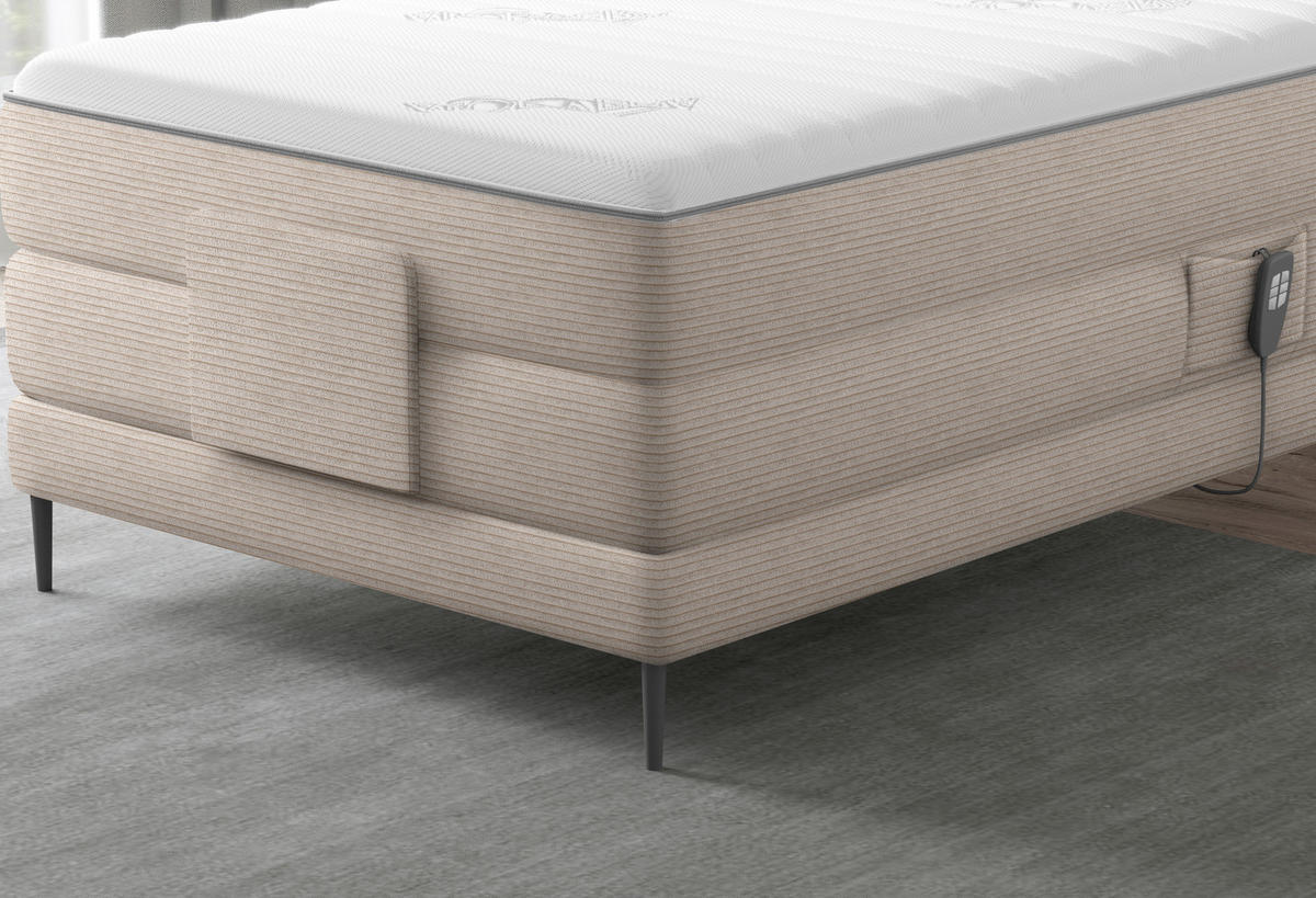 BOXSPRINGBETT 120/200 cm  in Sandfarben  - Sandfarben/Schwarz, Natur, Textil/Metall (120/200cm) - Esposa