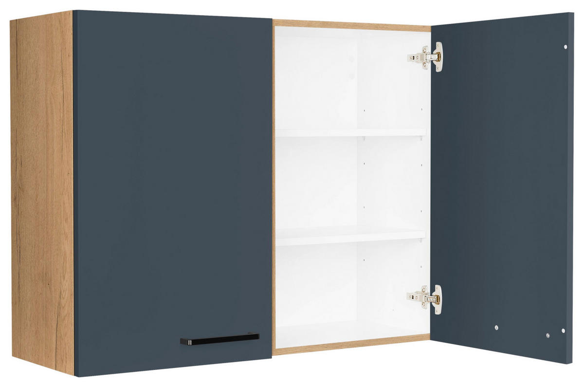 KÜCHENOBERSCHRANK 90/72/35 cm  in Blau, Eichefarben  - Blau/Eichefarben, MODERN, Holzwerkstoff/Metall (90/72/35cm) - Nobilia