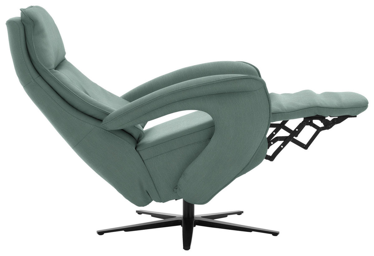 RELAXSESSEL in Leder Opal  - Opal/Schwarz, Design, Leder/Metall (77/110/87cm) - Valdera