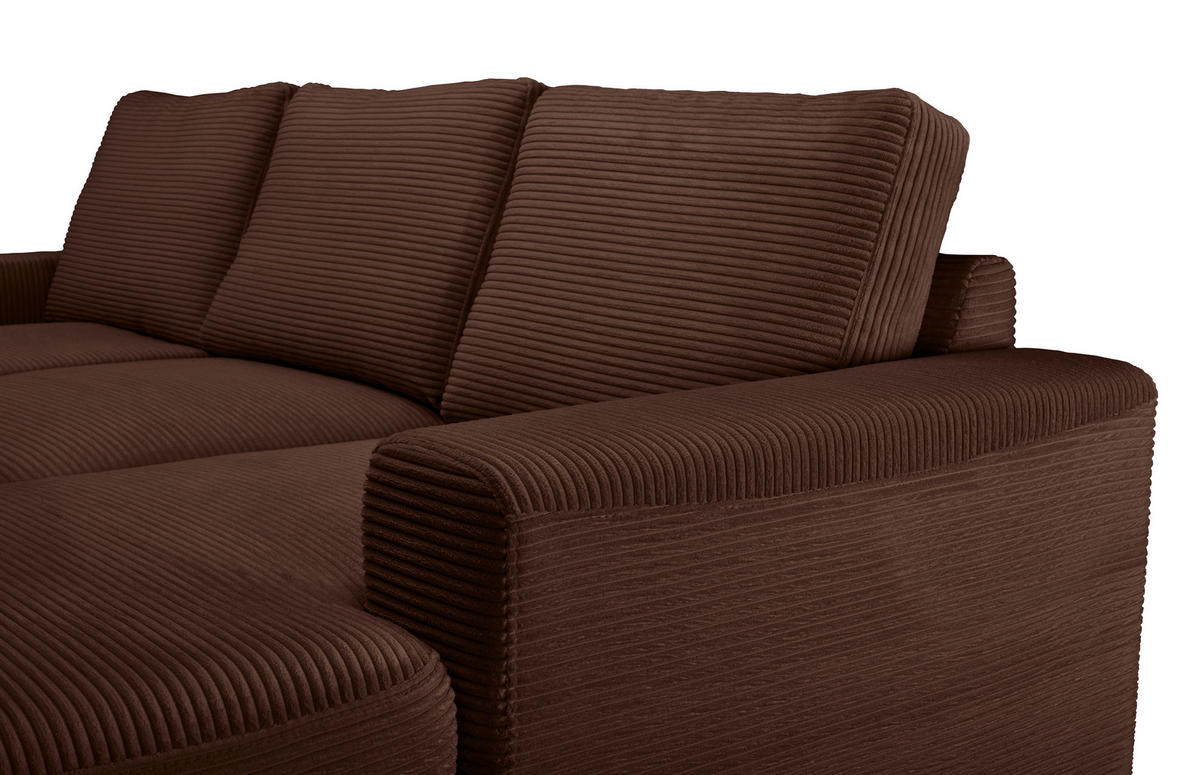 ECKSOFA Dunkelbraun Cord  - Dunkelbraun/Schwarz, KONVENTIONELL, Textil/Metall (240/150cm) - Carryhome