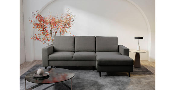 ECKSOFA  in Struktur Dunkelbraun  - Dunkelbraun/Schwarz, MODERN, Holz/Kunststoff (230/145cm) - Carryhome