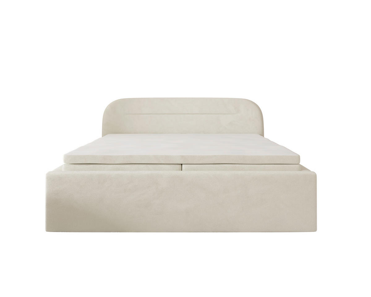 BOXBETT 180/200 cm,  in Beige, Bettkasten, Topper, H2 = mittel  - Beige, MODERN, Textil (180/200cm) - MID.YOU