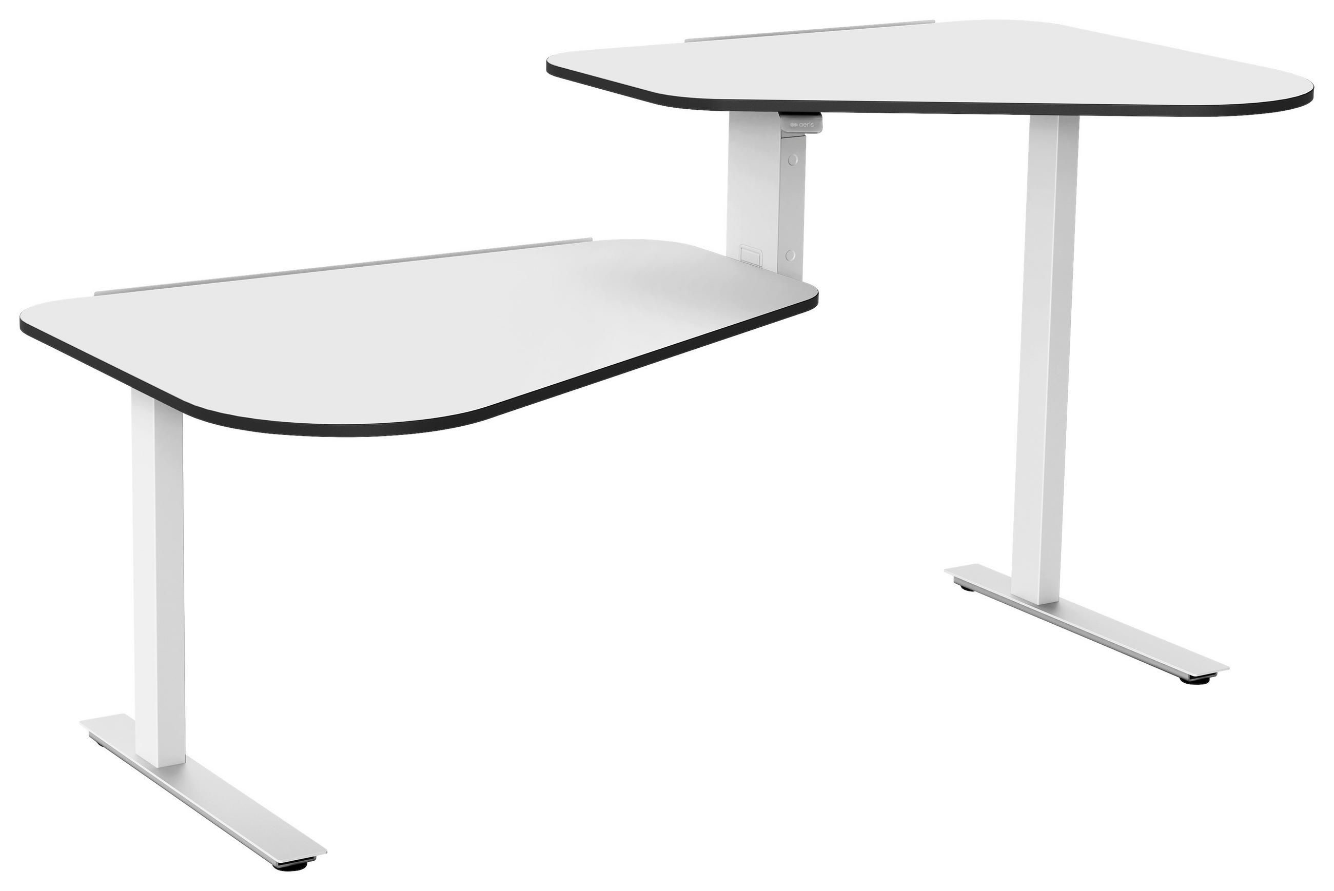 SCHREIBTISCH höhenverstellbar  - Weiß, Design, Holzwerkstoff/Metall (200/218/106/122/70-129cm) - Aeris