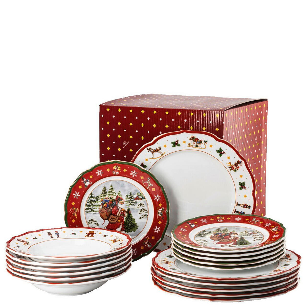 TAFELSERVICE Multicolor Happy Wintertime - H. Wintertime Red 18-teilig 6 Personen  - Multicolor, Basics, Keramik - Hutschenreuther