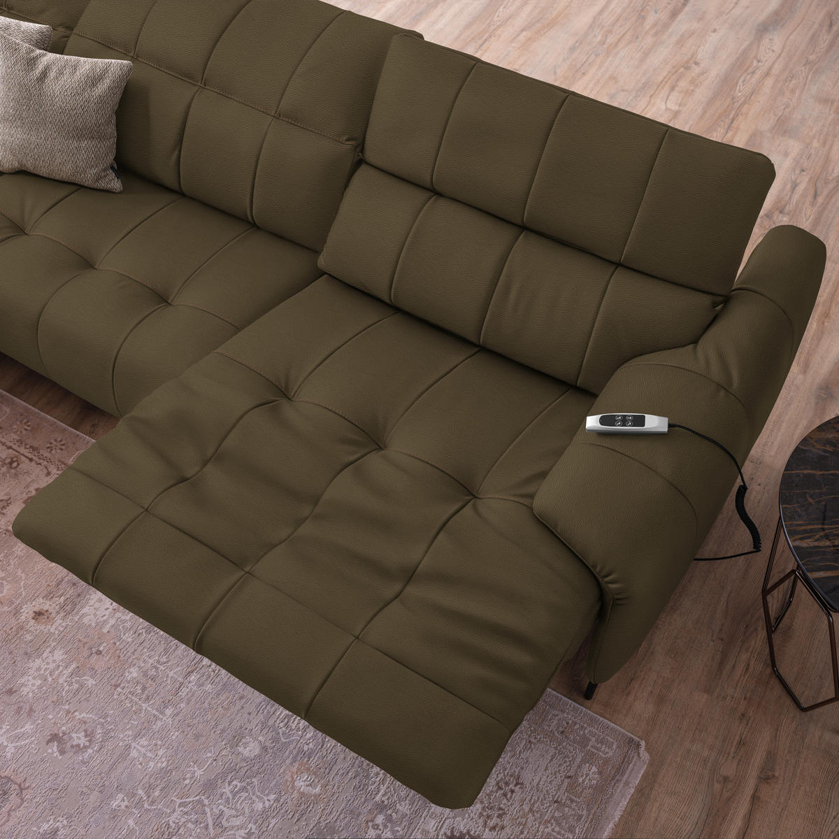 ECKSOFA in Echtleder Taupe  165/313 cm  - Taupe/Cognac, Design, Leder/Metall (165/313cm) - Emilio Belluti